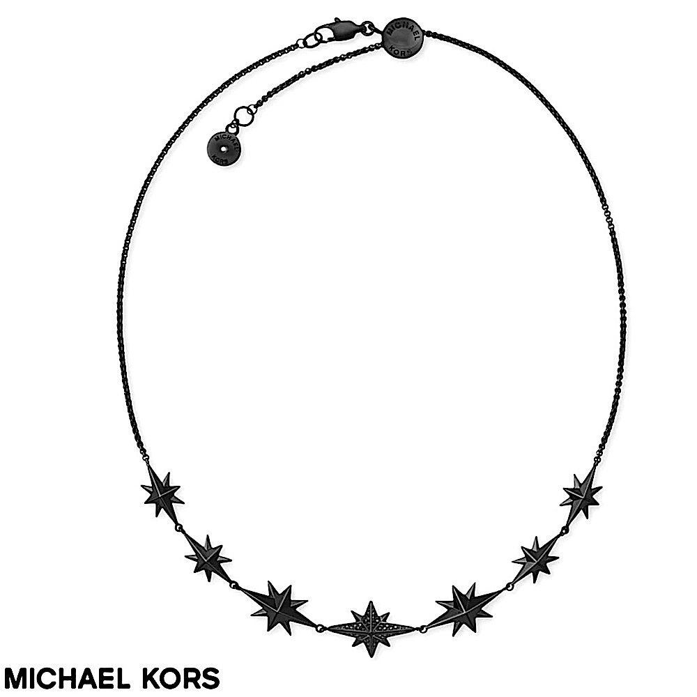 NWT Michael Kors Black Starburst Pendant Necklace